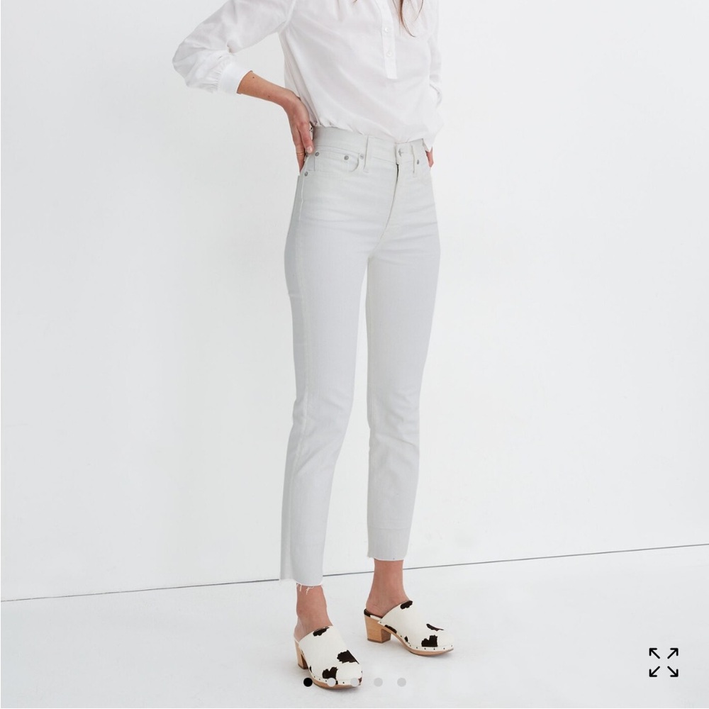 Hi Rise Straight Leg Ankle Length Jeans With Raw Hem The Perfect Vintage Jean - Picture 1 of 14